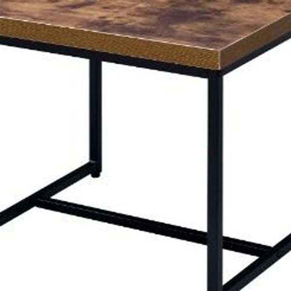 HomeRoots 19-in Black and Brown Oak Manufactured Wood and Metal End Table