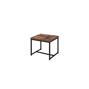 HomeRoots 19-in Black and Brown Oak Manufactured Wood and Metal End Table