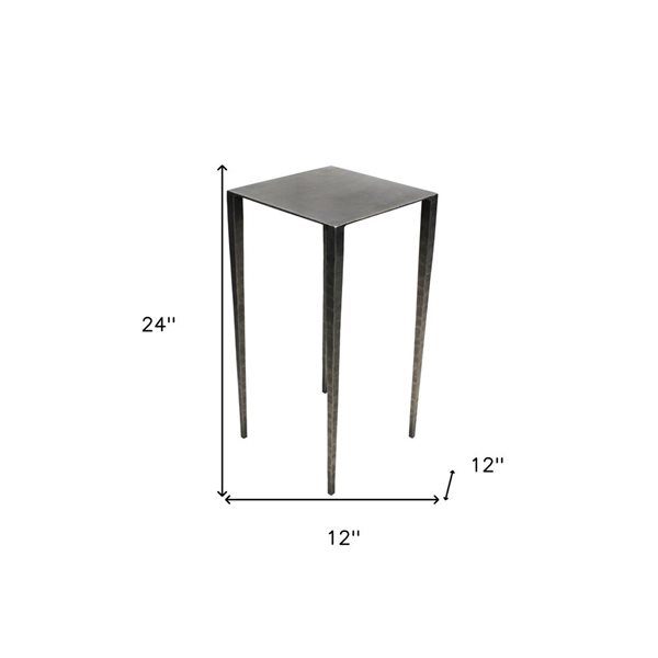 HomeRoots 24-in Nickel Iron Square End Table