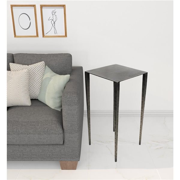 HomeRoots 24-in Nickel Iron Square End Table