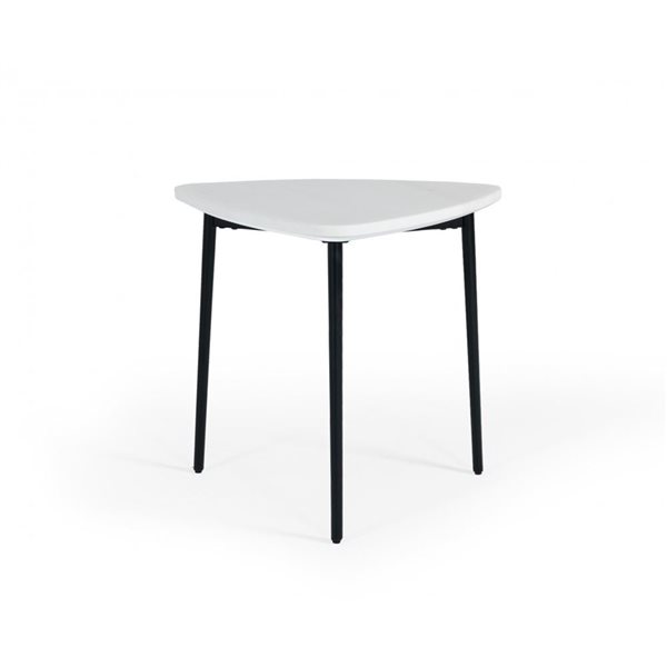 HomeRoots 22-in Black and White Marble Triangle End Table