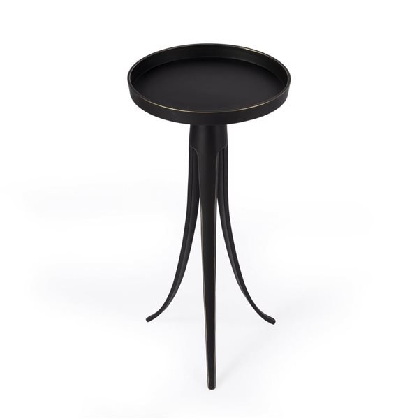 HomeRoots 24-in Black Aluminum Round End Table