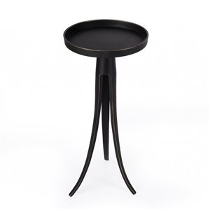 HomeRoots 24-in Black Aluminum Round End Table