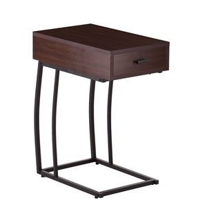 HomeRoots 23-in Brown Manufactured Wood and Iron Rectangular End Table with Drawer