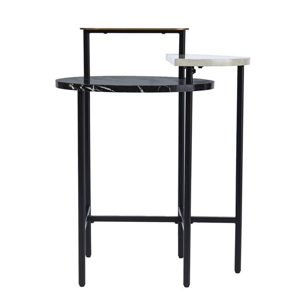 HomeRoots 28-in Black Wood and Iron Free Form End Table with Shelf