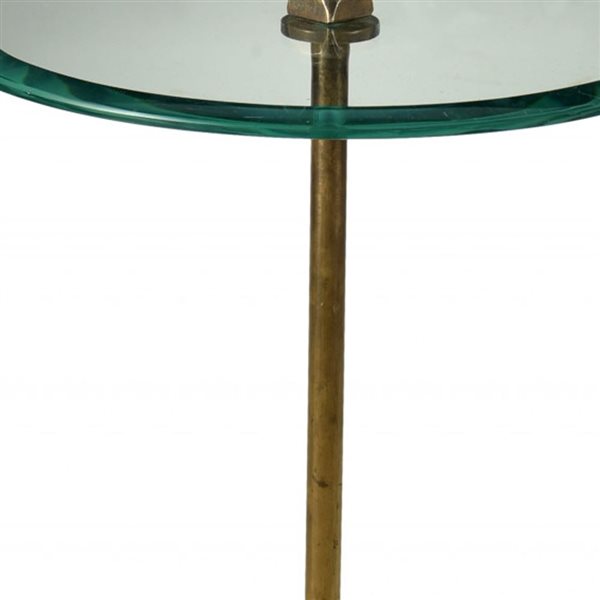 HomeRoots 22-in Black and Clear Glass and Marble Round End Table