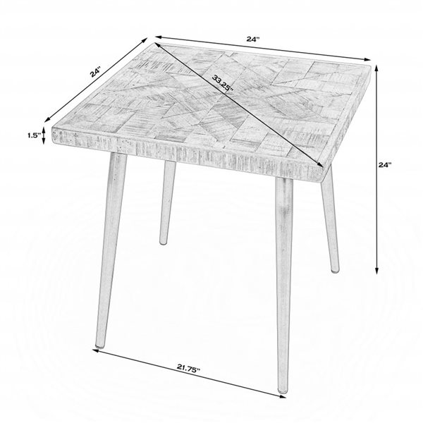 HomeRoots 24-in Brown Solid Wood Square End Table