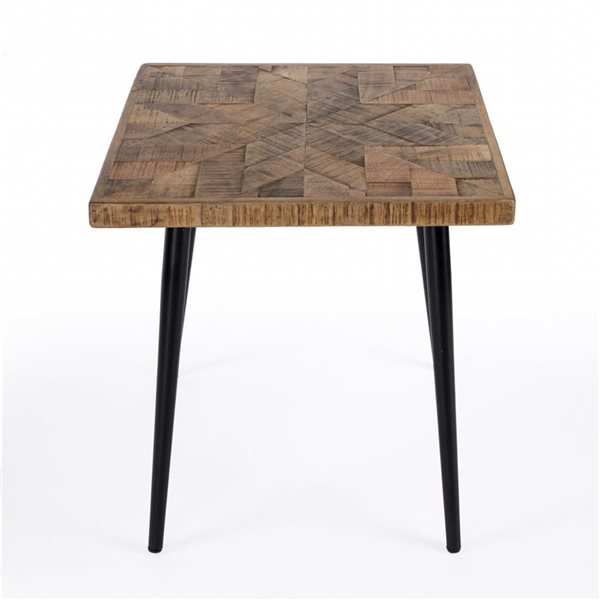 HomeRoots 24-in Brown Solid Wood Square End Table