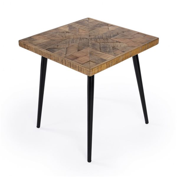 HomeRoots 24-in Brown Solid Wood Square End Table