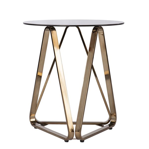 HomeRoots 24-in Champagne Glass and Iron Round End Table