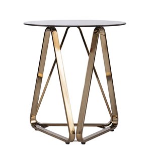 HomeRoots 24-in Champagne Glass and Iron Round End Table