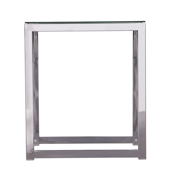 HomeRoots 22-in Chrome Glass and Iron Square End Table