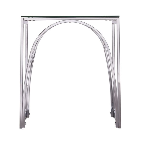 HomeRoots 22-in Chrome Glass and Iron Square End Table