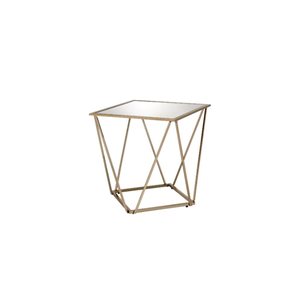 HomeRoots 24-in Champagne and Silver Glass and Metal Square Mirrored End Table