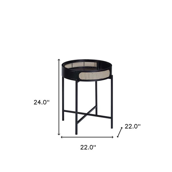 HomeRoots 24-in Black Melamine Veneer and Manufactured Wood Round End Table