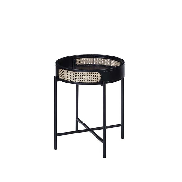 HomeRoots 24-in Black Melamine Veneer and Manufactured Wood Round End Table