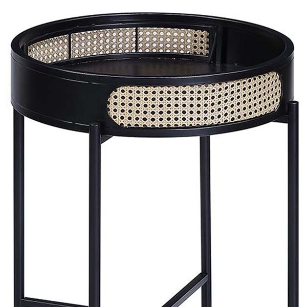 HomeRoots 24-in Black Melamine Veneer and Manufactured Wood Round End Table