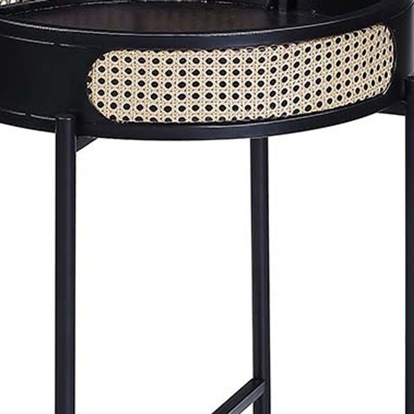 HomeRoots 24-in Black Melamine Veneer and Manufactured Wood Round End Table