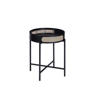 HomeRoots 24-in Black Melamine Veneer and Manufactured Wood Round End Table