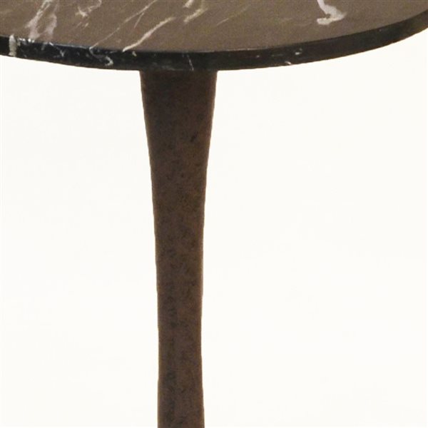 HomeRoots 19-in Black Marble Round End Table