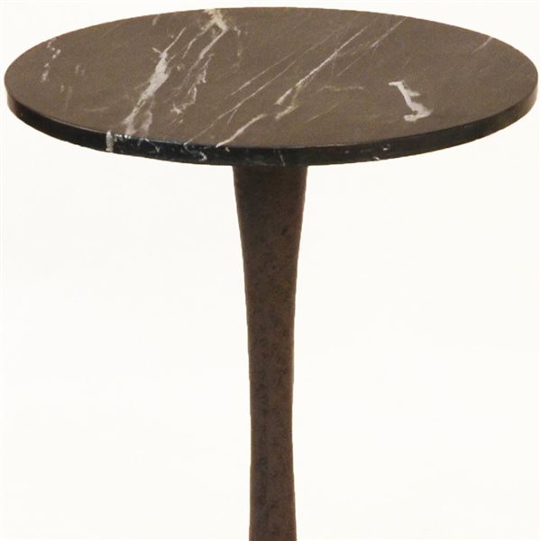 HomeRoots 19-in Black Marble Round End Table