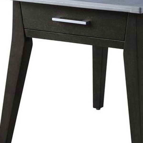 HomeRoots 24-in Dark Brown and Grey Sintered Stone Wood Rectangular End Table with Drawer