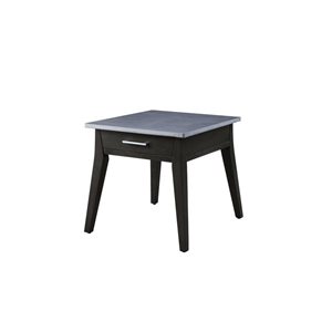 HomeRoots 24-in Dark Brown and Grey Sintered Stone Wood Rectangular End Table with Drawer