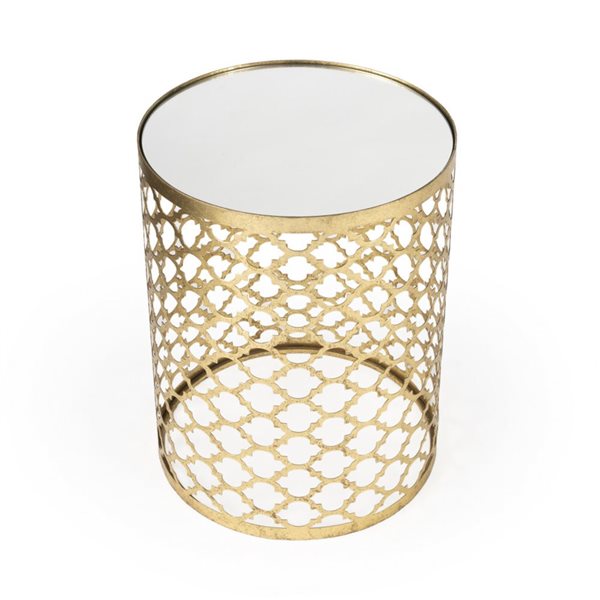 HomeRoots 21-in Gold Mirrored Round End Table 4000488925 | RONA