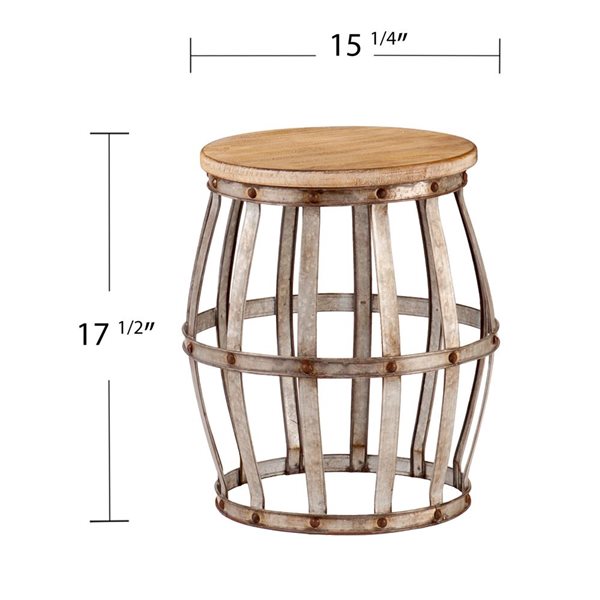 HomeRoots 18-in Silver and Natural Manufactured Wood Round End Table