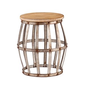 HomeRoots 18-in Silver and Natural Manufactured Wood Round End Table