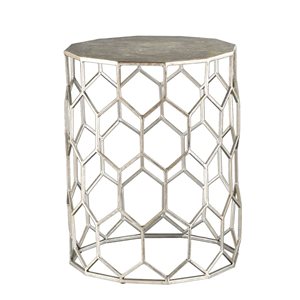 HomeRoots 18-in Antiqued Gold Honeycomb Hexagonal End Table