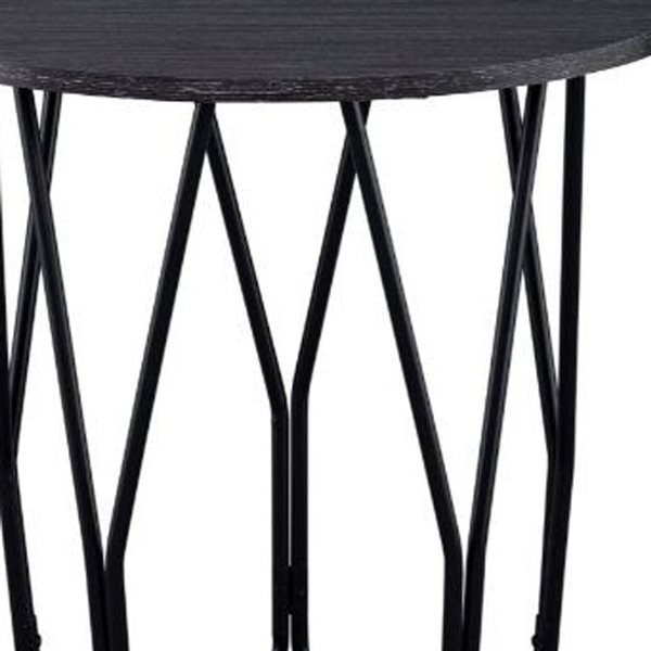 HomeRoots 22-in Black and Espresso Manufactured Wood and Metal Round End Table