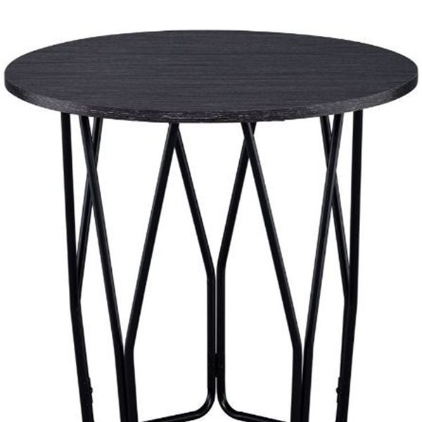 HomeRoots 22-in Black and Espresso Manufactured Wood and Metal Round End Table