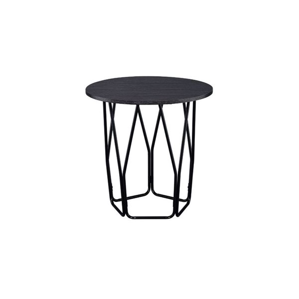 HomeRoots 22-in Black and Espresso Manufactured Wood and Metal Round End Table