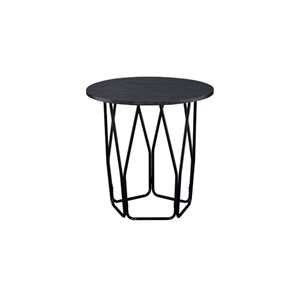 HomeRoots 22-in Black and Espresso Manufactured Wood and Metal Round End Table