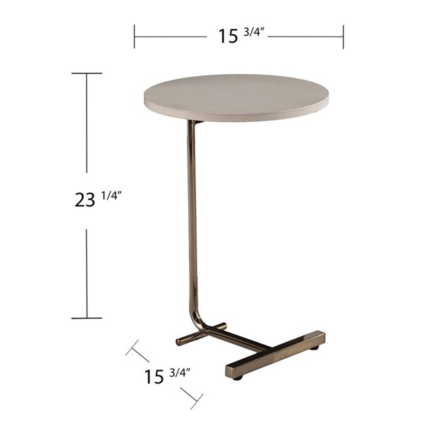 HomeRoots 23-in Gold and White Round End Table