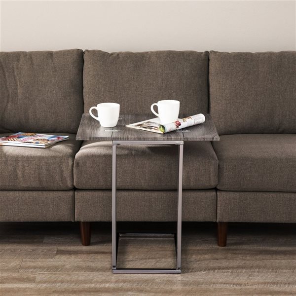 HomeRoots 25-in Silver and Grey Expandable Rectangular End Table