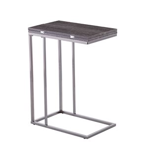 HomeRoots 25-in Silver and Grey Expandable Rectangular End Table