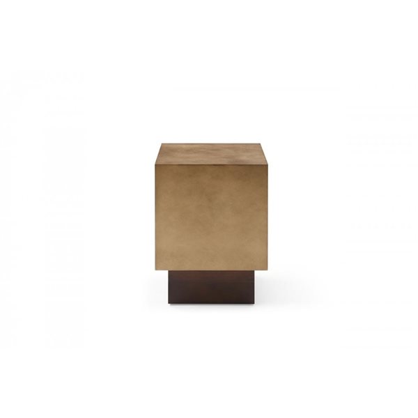 HomeRoots 24-in Antiqued Copper and Light Brown Metal Square End Table