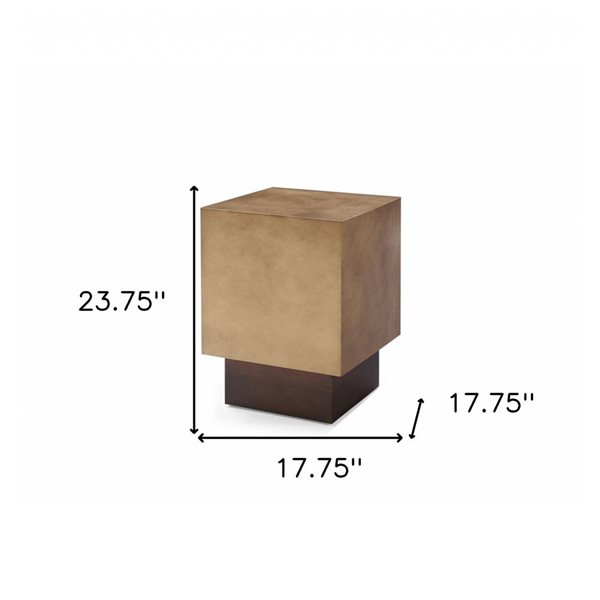 HomeRoots 24-in Antiqued Copper and Light Brown Metal Square End Table