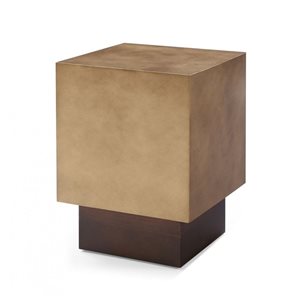 HomeRoots 24-in Antiqued Copper and Light Brown Metal Square End Table