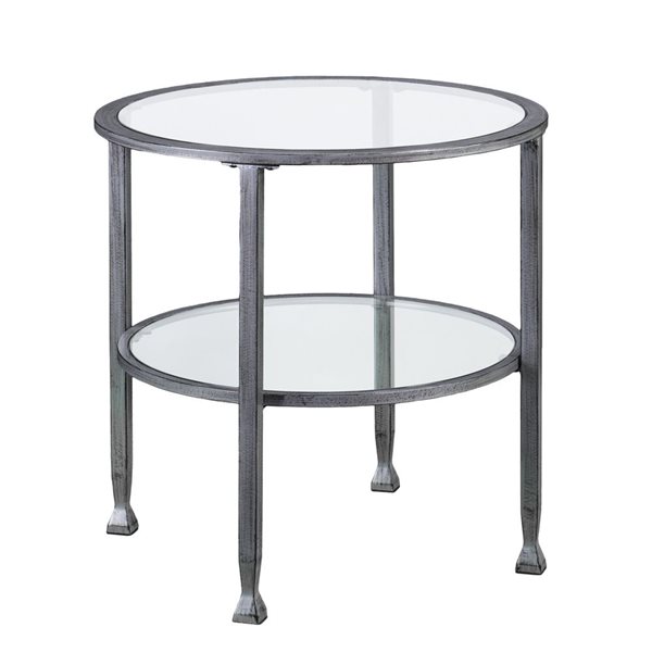 HomeRoots 24-in Silver Glass and Iron Round End Table 4000402497 | RONA