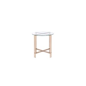 HomeRoots 24-in Champagne and Clear Glass and Metal Round End Table