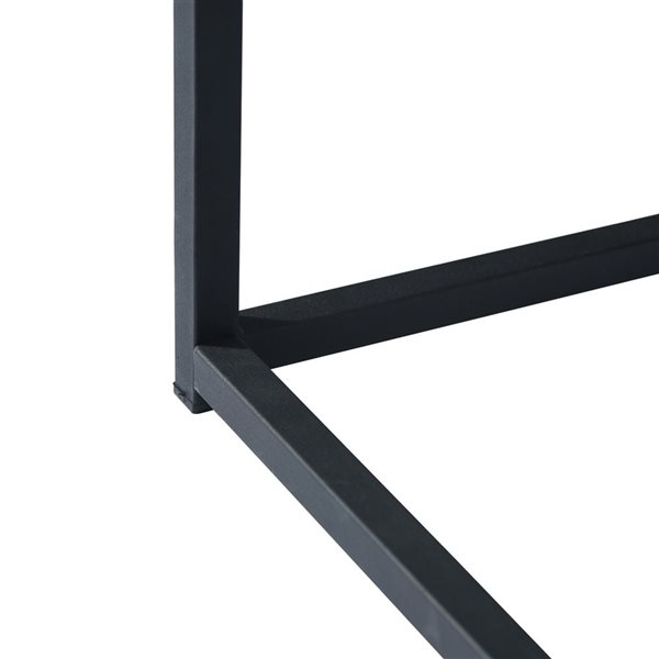 HomeRoots 16-in Black and Marble White Wood and Steel Square End Table