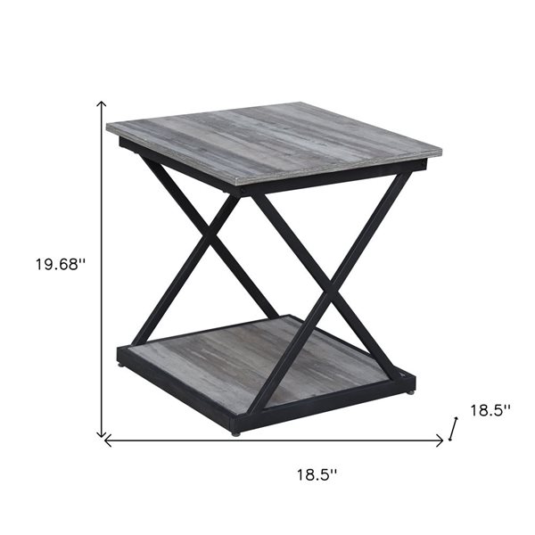 HomeRoots 20-in Black and Brown Wood Square End Table