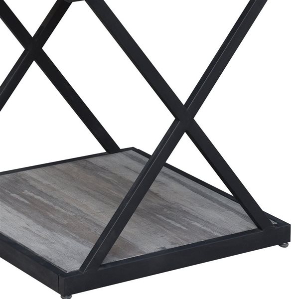 HomeRoots 20-in Black and Brown Wood Square End Table