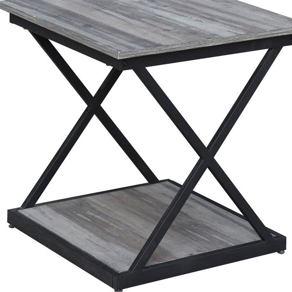 HomeRoots 20-in Black and Brown Wood Square End Table