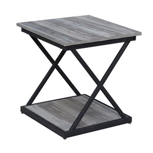 HomeRoots 20-in Black and Brown Wood Square End Table