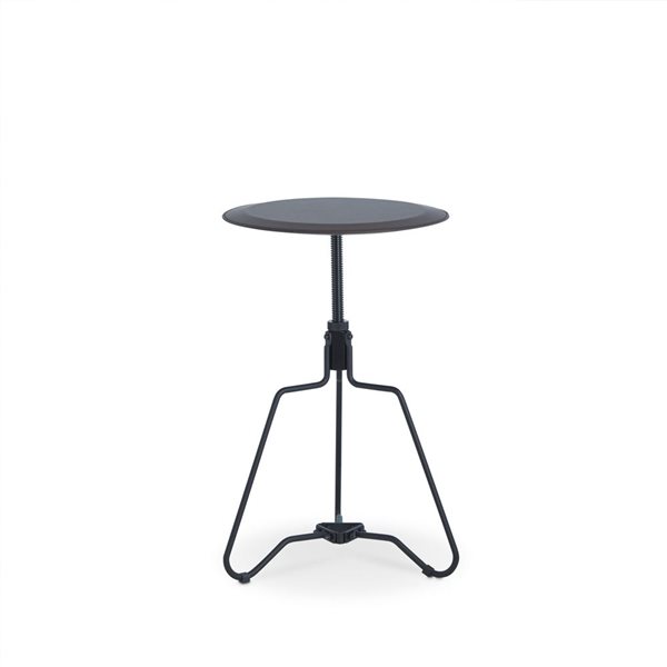 HomeRoots 25-in Sandy Black and Espresso Veneer and Metal Round End Table