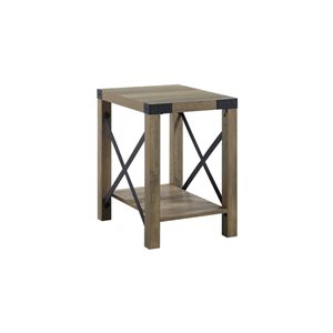 HomeRoots 22-in Rustic Oak Wood Rectangular End Table with Shelf